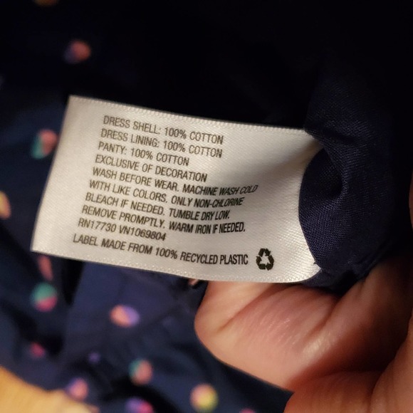 Cat & Jack Lightly Used Blue Mini Babydoll Dress w/ Polka Dots Infant 12 Months - Picture 7 of 7